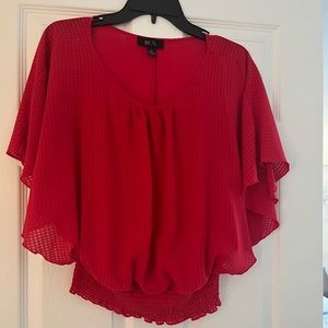 BCX Gorgeous flutter sleeve red blouse